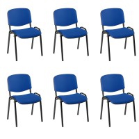 Pack of 6 Iso chairs with black epoxy structure and Baly (textile) upholstery in blue or black